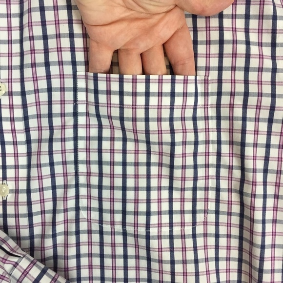 Nordstrom Traditional Fit Cotton Dress Shirt Sz 17.5 / 33 Windowpane Plaid - Picture 4 of 11